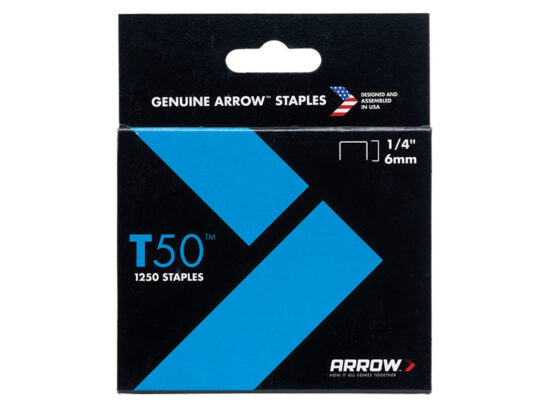 T50 Staples 6mm (1/4in) (Pack 5000, 4 x 1250)