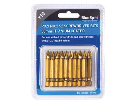 Titanium Coated Screwdriver Bits PZ2 x 50mm (Pack 10) - Image 2