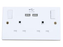 Switched Socket 2-Gang + 2 USB Ports 13A