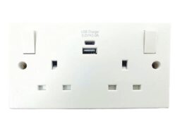 Switched Socket 2-Gang + 2 USB A/C Ports 13A