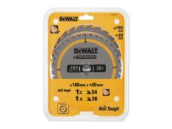 DT90270 Construction Circular Saw Blade 2 Pack 165 x 20mm x 24T/36T