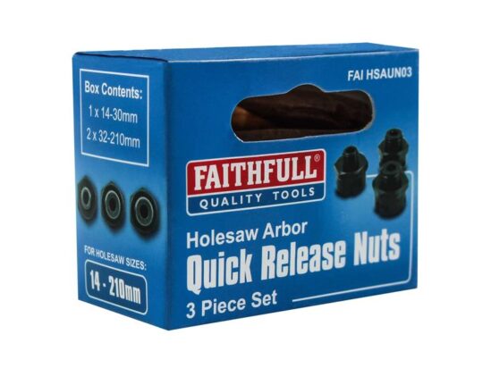 Holesaw Arbor Quick Release Nut Set, 3 Piece - Image 3