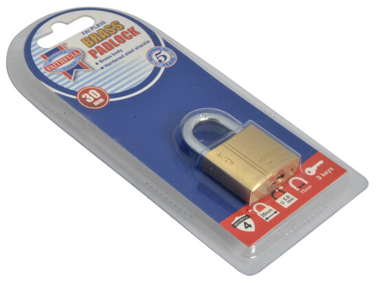 Brass Padlock 30mm 3 Keys