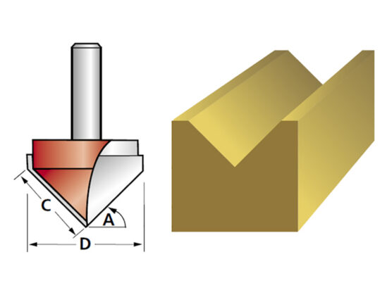 Router Bit TCT V-Groove 13.0mm x 19.1mm 1/4in Shank - Image 2