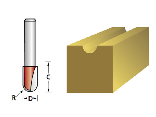 Router Bit TCT Radius 3.0 x 15mm 1/4in Shank - Image 2