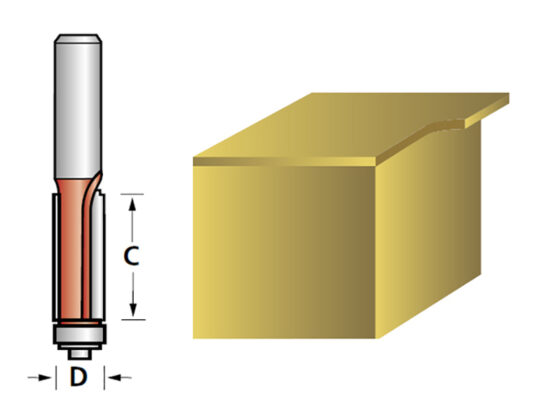 Router Bit TCT Mini Trim 6.3mm x 12.7mm 1/4in Shank