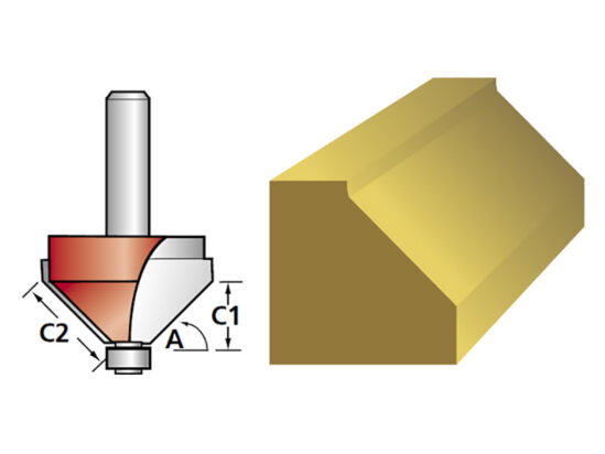 Router Bit TCT 45° Chamfer 1/4in Shank - Image 2