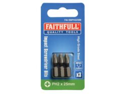 Phillips Impact Screwdriver Bits PH2 x 25mm (Pack 3)