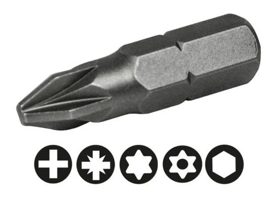 Pozi S2 Grade Steel Screwdriver Bits PZ1 x 25mm (Pack 3)