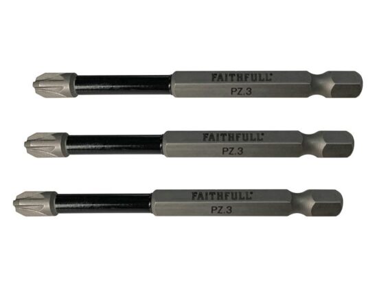 Pozidriv Impact Screwdriver Bits PZ3 x 75mm (Pack 3)