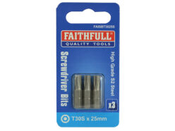 Security S2 Grade Steel Screwdriver Bits T30S x 25mm (Pack 3)