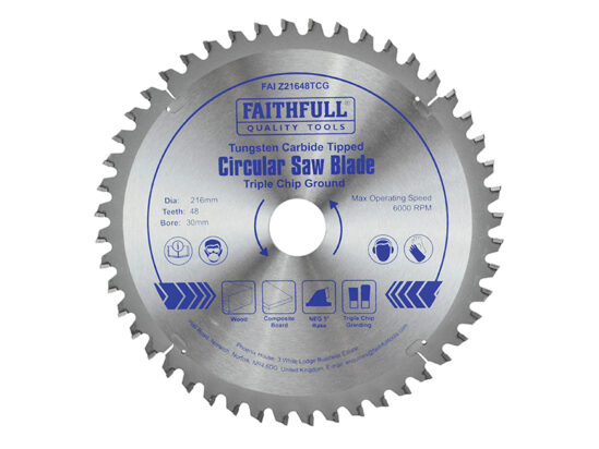 TCT Circular Saw Blade Triple Chip Ground 216 x 30mm x 48T NEG