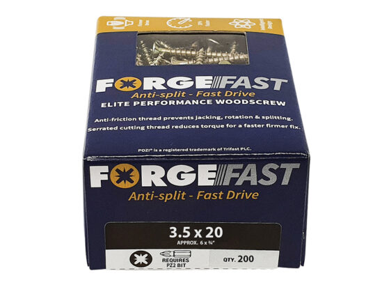 ForgeFast Pozi Compatible Elite Performance Wood Screw ZY 3.5 x 20mm Box 200