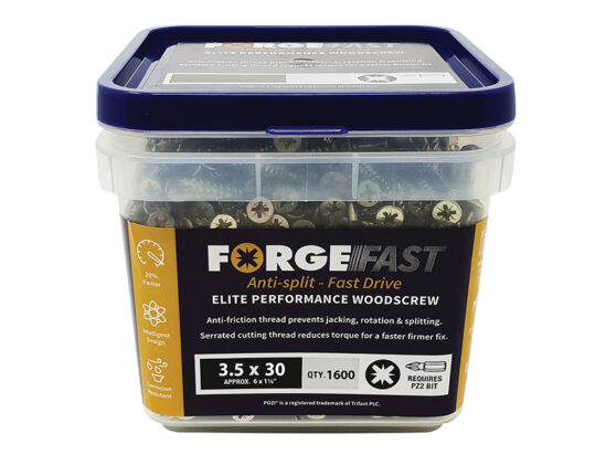 ForgeFast Pozi Compatible Elite Performance Wood Screw ZY 3.5 x 30mm Tub 1600