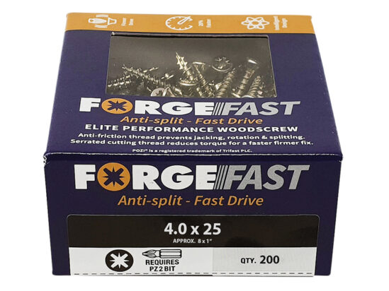 ForgeFast Pozi Compatible Elite Performance Wood Screw ZY 4.0 x 25mm Box 200