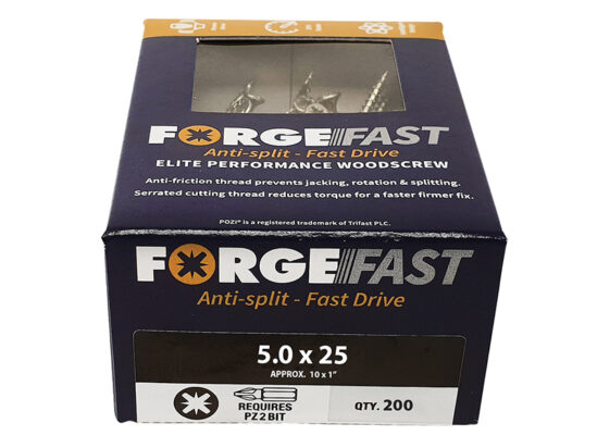 ForgeFast Pozi Compatible Elite Performance Wood Screw ZY 5.0 x 25mm Box 200