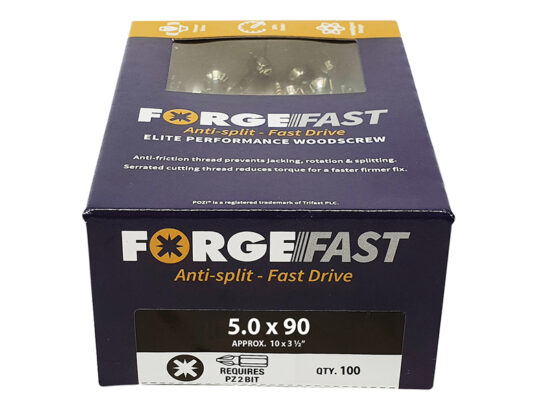 ForgeFast Pozi Compatible Elite Performance Wood Screw ZY 5.0 x 90mm Box 100