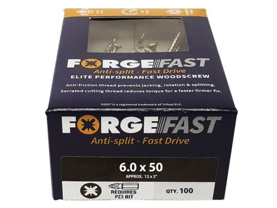 ForgeFast Pozi Compatible Elite Performance Wood Screw ZY 6.0 x 50mm Box 100