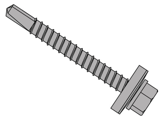 TechFast Roofing Sheet to Steel Hex Screw & Washer No.3 Tip 5.5 x 45mm Box 100