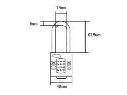 CP40/2.5 Combination Padlock 4-Wheel 40mm Extra Long Shackle 63mm