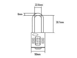 CP50/1.5 Combination Padlock 4-Wheel 50mm Long Shackle 38mm