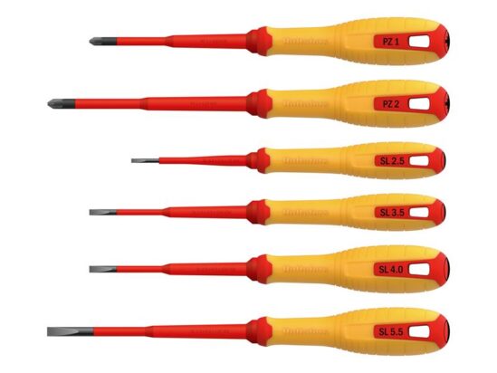 VDE Pozidriv & Slotted Screwdriver Set, 6 Piece