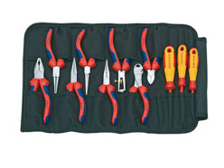 Pliers & Screwdriver Set in Tool Roll, 11 Piece