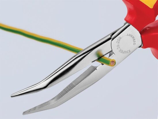 VDE Long Bent Snipe Nose Side Cutting Pliers 200mm - Image 3