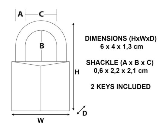 Solid Brass 40mm Padlock 4-Pin - Image 3