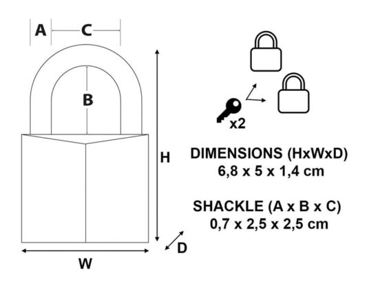 Solid Brass 50mm Padlock 5-Pin - Keyed Alike x 2 - Image 3