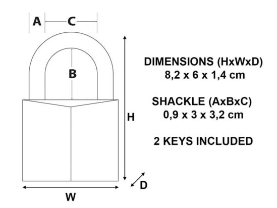 Solid Brass 60mm Padlock 5-Pin - Image 3