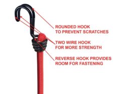 Twin Wire Bungee Cord 60cm Red 2 Piece