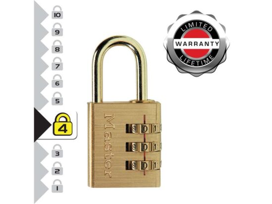 Brass Finish 30mm 3-Digit Combination Padlock - Image 3