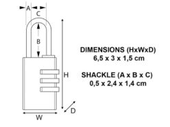 Brass Finish 30mm 3-Digit Combination Padlock