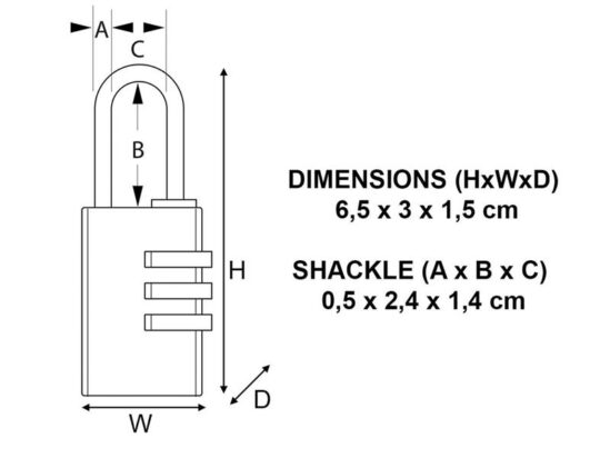 Brass Finish 30mm 3-Digit Combination Padlock