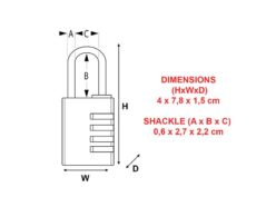 Black Finish 40mm 4-Digit Combination Padlock