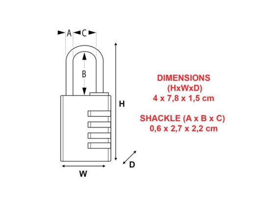 Black Finish 40mm 4-Digit Combination Padlock