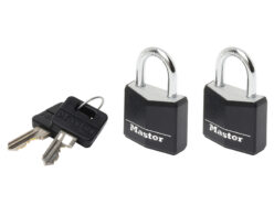 Aluminium Black Vinyl Cover 20mm Padlock 3-Pin – Keyed Alike x 2