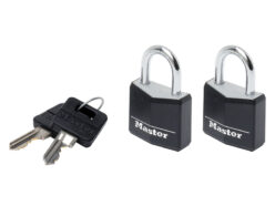 Aluminium Black Vinyl Cover 30mm Padlock 4-Pin – Keyed Alike x 2