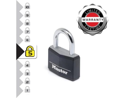 Aluminium Black Vinyl Cover 40mm Padlock 4-Pin - Image 2