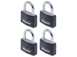 Aluminium Black Vinyl Cover 40mm Padlock 4-Pin – Keyed Alike x 4