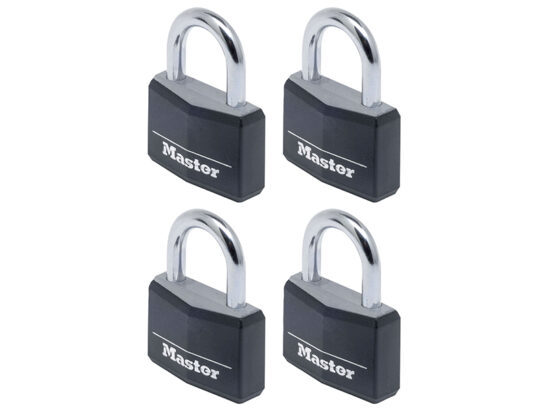 Aluminium Black Vinyl Cover 40mm Padlock 4-Pin - Keyed Alike x 4