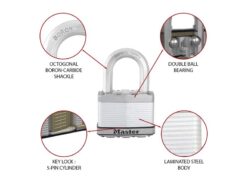 Excell™ Laminated Steel 64mm Padlock 5-Pin – 38mm Shackle