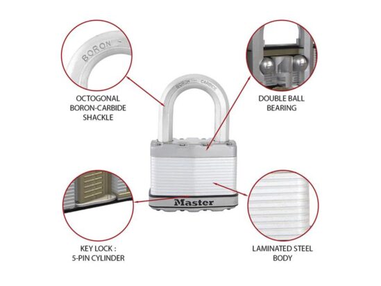 Excell™ Laminated Steel 64mm Padlock 5-Pin - 38mm Shackle