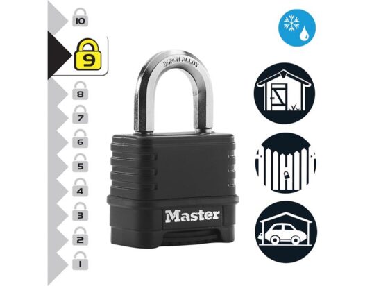 Excell™ 4-Digit Black Finish Combination 50mm Padlock - Image 5