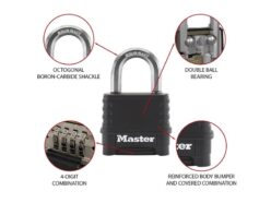 Excell™ 4-Digit Black Finish Combination 50mm Padlock