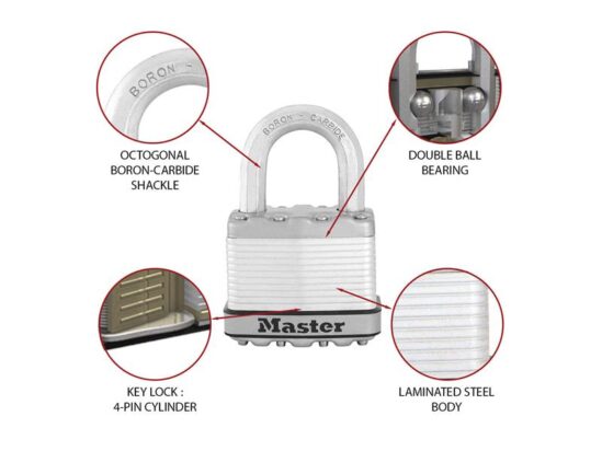 Excell™ Laminated Steel 50mm Padlock 4-Pin - 25mm Shackle - Image 3