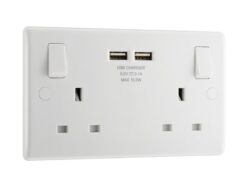 Switched Socket 2-Gang 13A with 2 x USB Ports