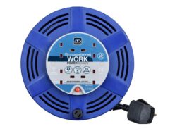 Cassette Cable Reel 240V 10A 4-Socket Thermal Cut-Out Blue 15m