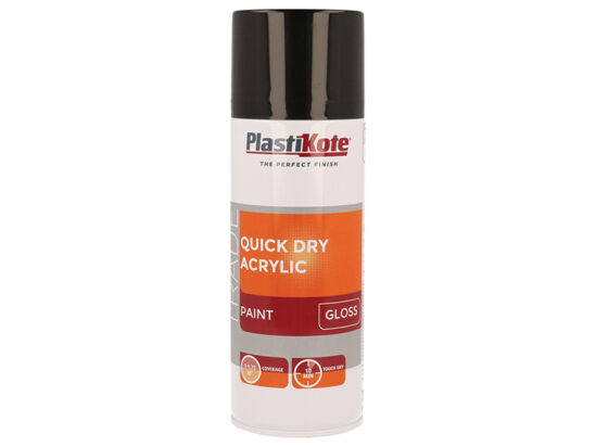 Trade Quick Dry Acrylic Spray Paint Gloss Black 400ml